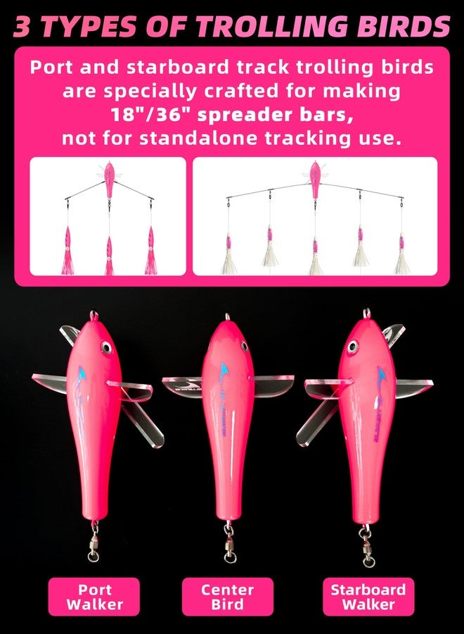 BLUEWING Deluxe Trolling Birds 7.28in Bird Fishing Teaser 1pc Trolling Lure for Tuna Marlin Mahi, Starboard-Pink - Image 2